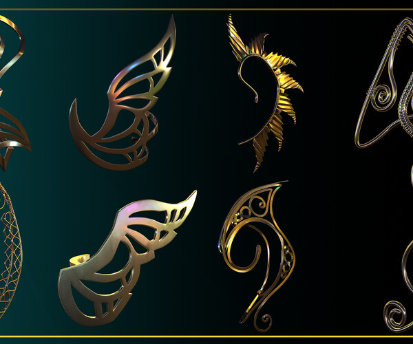 ArtStation - 25 Base Mesh Luxurious Ear cuffs - VOL 05 | Game Assets