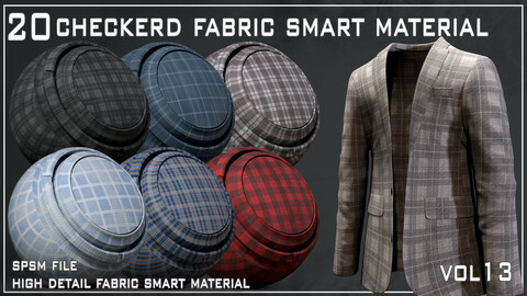 20 Checkerd Fabric Smart Material - VOL 13 (spsm file + 2 FREE Sample)