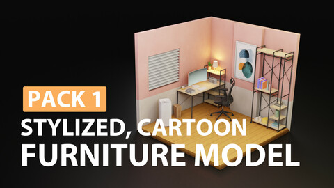 stylized, cartoon,  furniture model pack 1