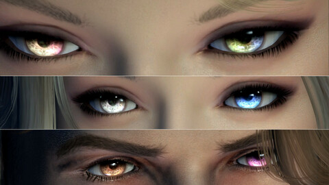 The Elder Scrolls 5 - 16 digital-draw eye colors with heterochromia combinations.