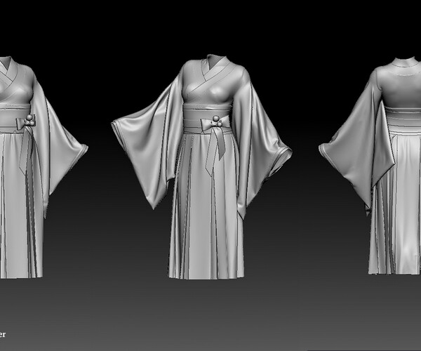 ArtStation - Female kimono / Marvelous Designer/Clo3D project file ...