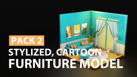 stylized, cartoon, furniture model pack 2