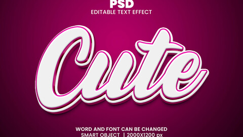 ArtStation - 3D Cute PSD fully editable text effect. Layer style PSD ...