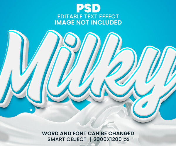 ArtStation - 3D Milky PSD fully editable text effect. Layer style PSD ...