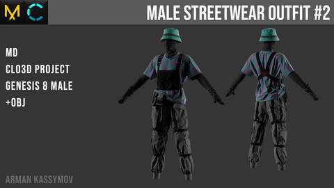 Male Streetwear Outfit Marvelous Designer Project | +.OBJ