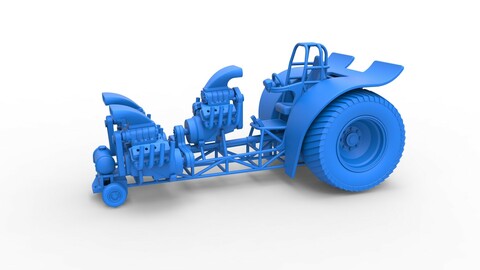 3D printable Diecast Pulling tractor with 3 engines V8 Version 2 Scale 1:25