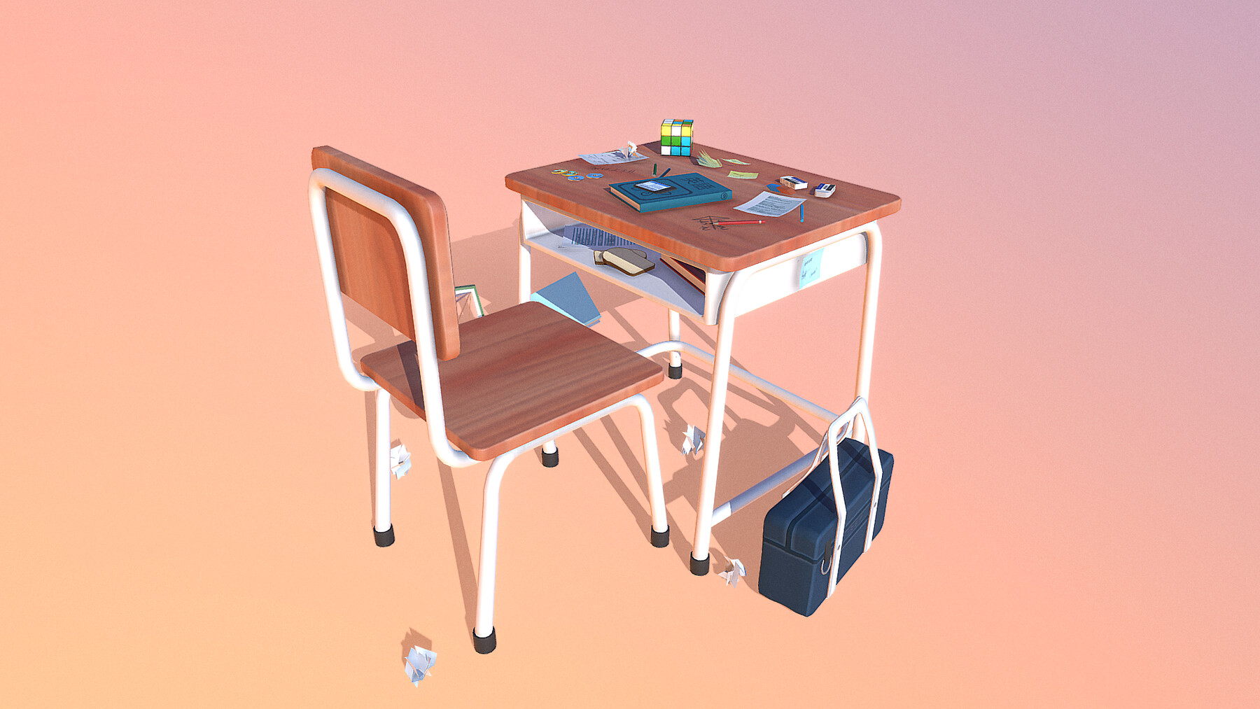 Artstation Anime Classroom Game Assets 