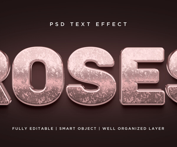 ArtStation - 3D Roses PSD fully editable text effect. Layer style PSD ...