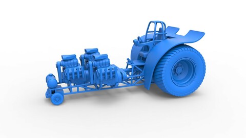 3D printable Diecast Pulling tractor with 3 engines V8 Version 3 Scale 1:25