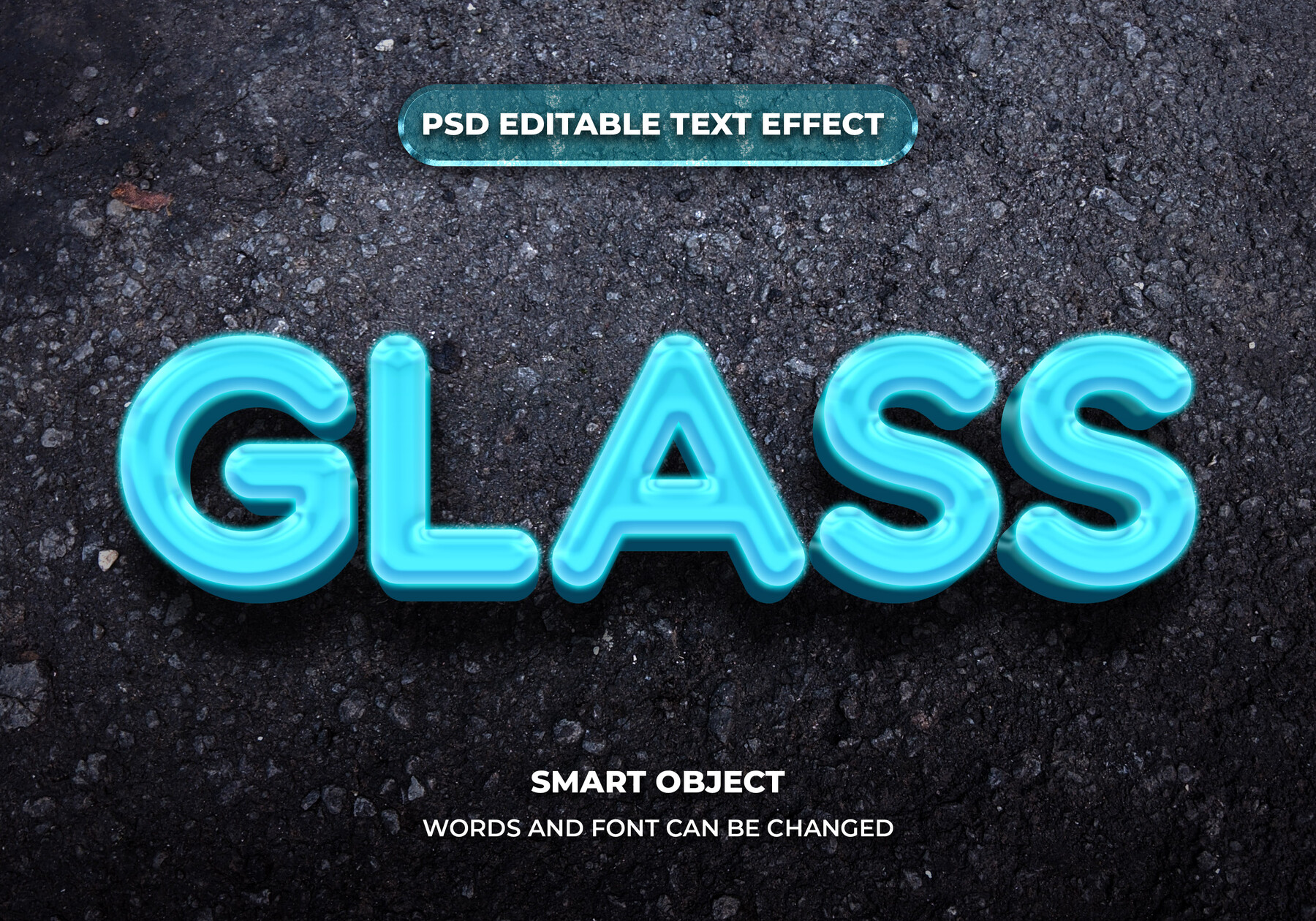 ArtStation 3D Glass PSD fully editable text effect. Layer style PSD