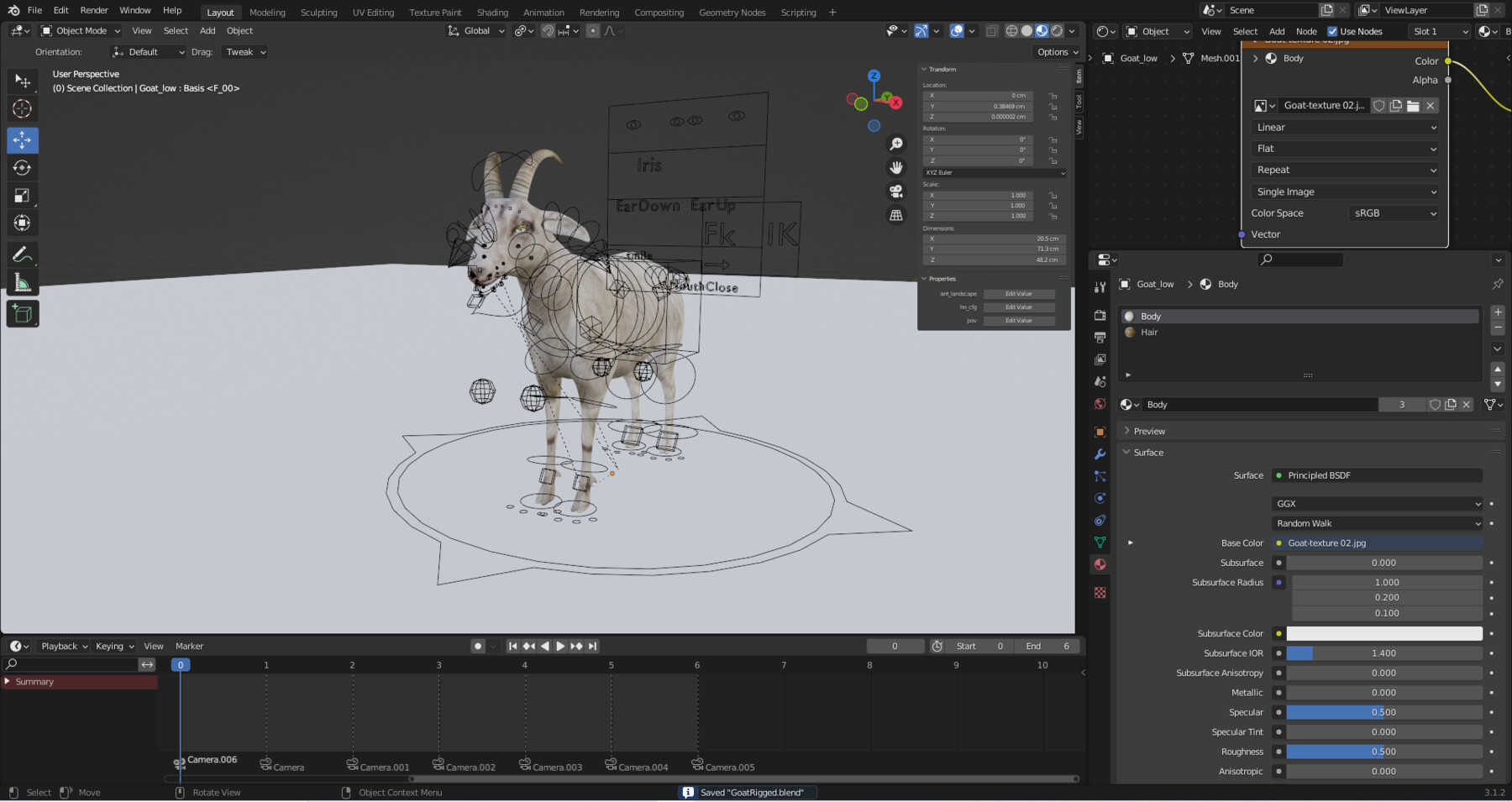 ArtStation - Fur Goat 02 Rigged And Animation In Blender | Game Assets