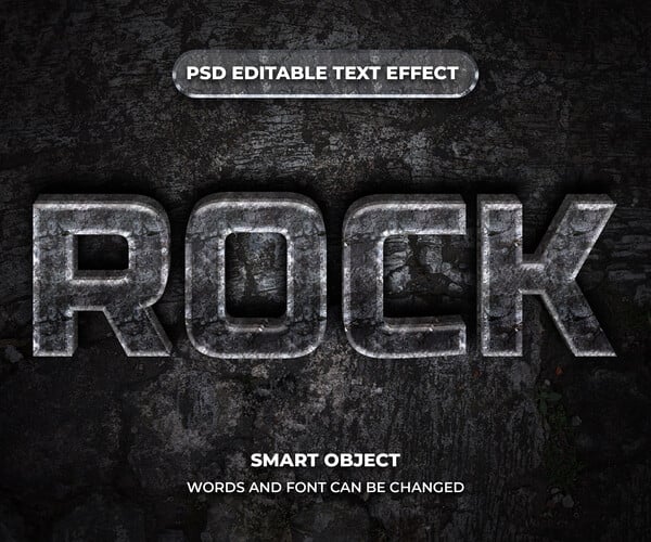 ArtStation - 3D Rock PSD fully editable text effect. Layer style PSD ...