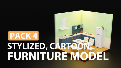 stylized, cartoon, furniture model pack 4