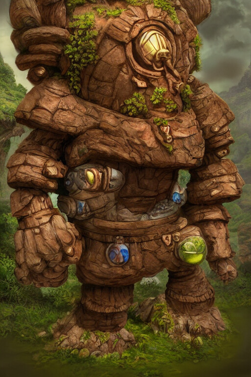 ArtStation clay Golem natural enchanted forest Artworks
