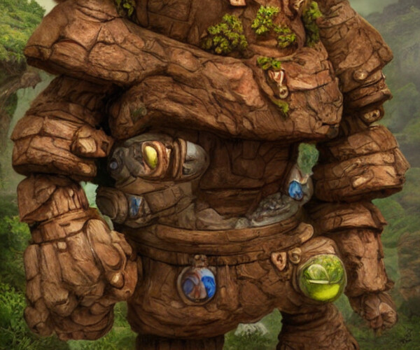 ArtStation - clay Golem natural enchanted forest | Artworks