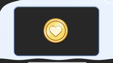 Gold Heart Coin , Channel Point, twitch badges, bit badges, Cute, Hearts, Coin, Channel Point, twitch channel points icon