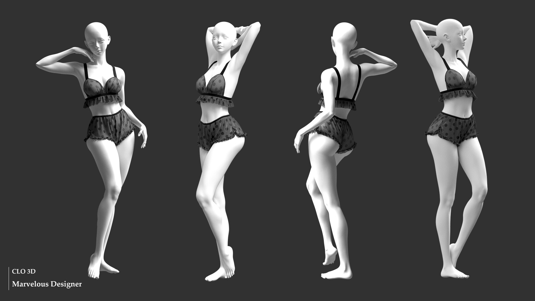 ArtStation - Women's underwear. Marvelous Designer Clo3d Project +