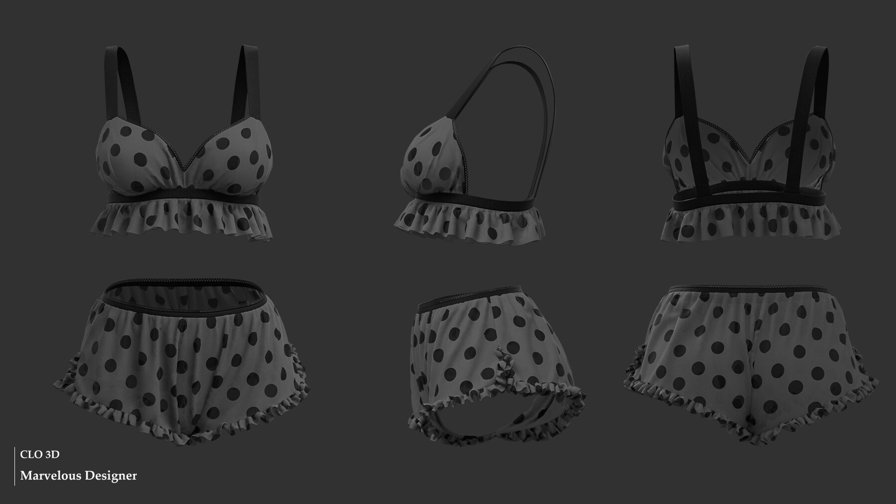 Female underwear set / Marvelous Designer/Clo3D project file + OBJ
