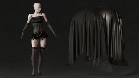 Satin Black Dress : 2 Fabric smart material