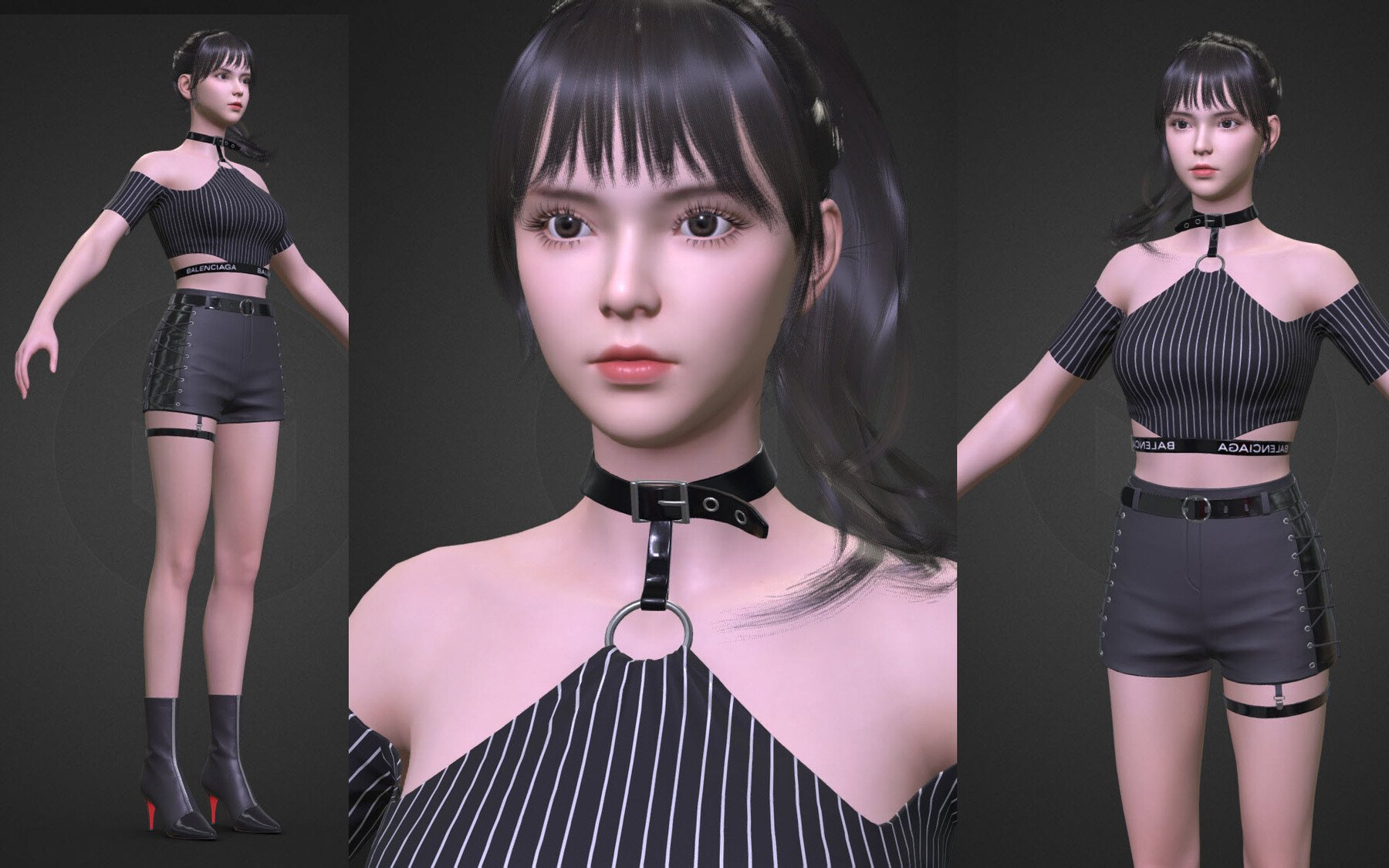 ArtStation - kpop virtual idol fashion young girl game assets sexy short  pants shoes woman metahuman student | Game Assets