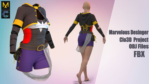 Anime outfit №118 "Marvelous Designer" /Zprj/ OBJ+FBX