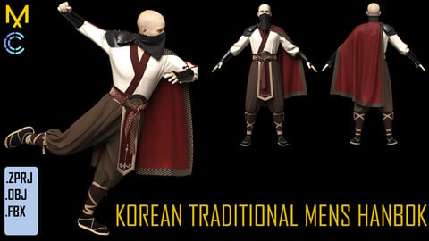 KOREAN TRADITIONAL MENS HANBOK. Marvelous Designer, Clo 3D project