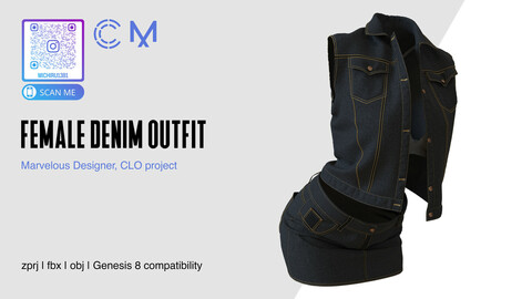 Female Denim Outfit | Marvelous Designer | CLO3D project
