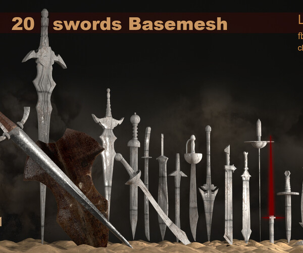 ArtStation - 20 swords Basemesh (clean topology) | Game Assets