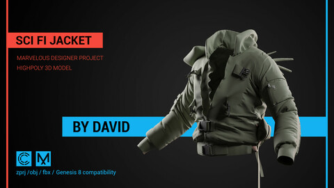 Sci Fi Jacket - Marvelous Designer, CLO project.