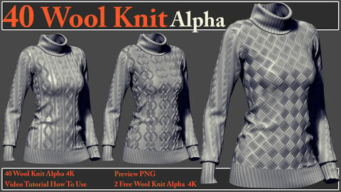 40 Wool Knit Alpha Maps 4K + Video How To Use