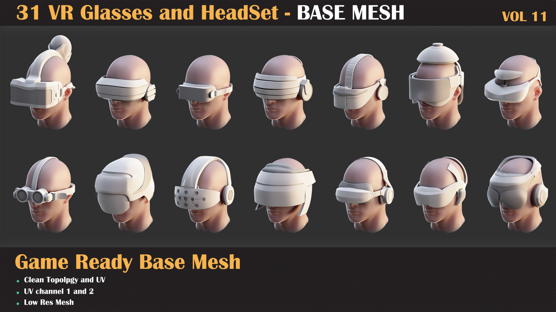 ArtStation - 32 VR Glasses and Headset BASE MESH - VOL 11 | Game