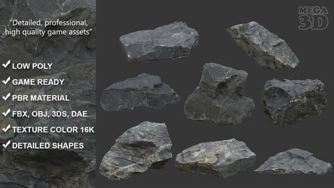 Gray Sharp Rock 220817 Photogrammetry - Ultra HD 16K Textures