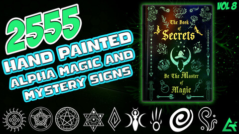 2555 Hand Painted Alpha Magic, Mystery & Sacred Signs and Elements (MEGA Pack) - Vol 8