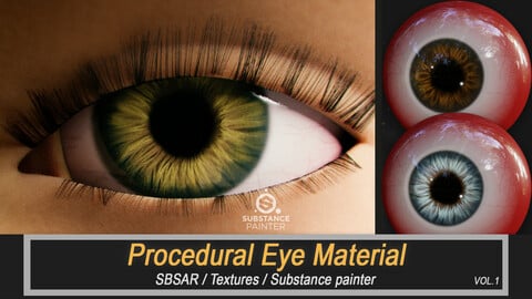 Procedural Eye Material (SBSAR+Textures) vol.1