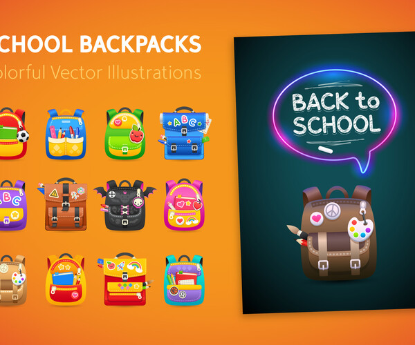 ArtStation School Backpacks Set Artworks