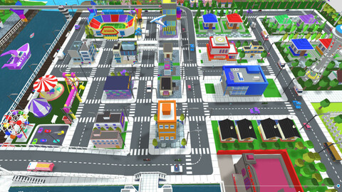 Low Poly City Town 3D model