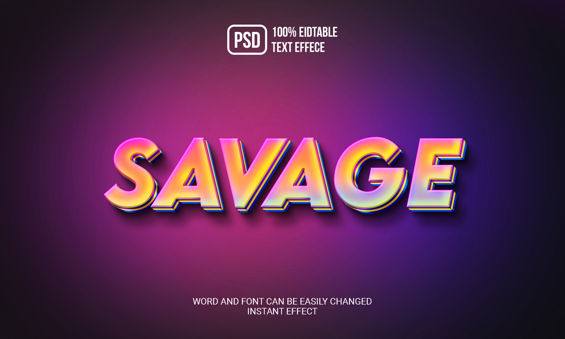 ArtStation - 3D Savage PSD fully editable text effect. Layer style PSD ...