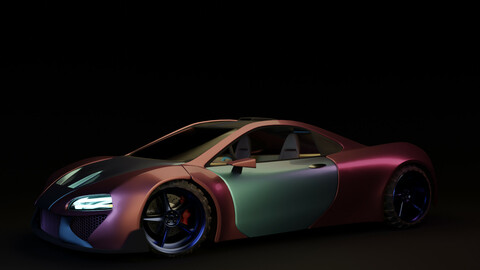 high detailed high poly supercar model rigged