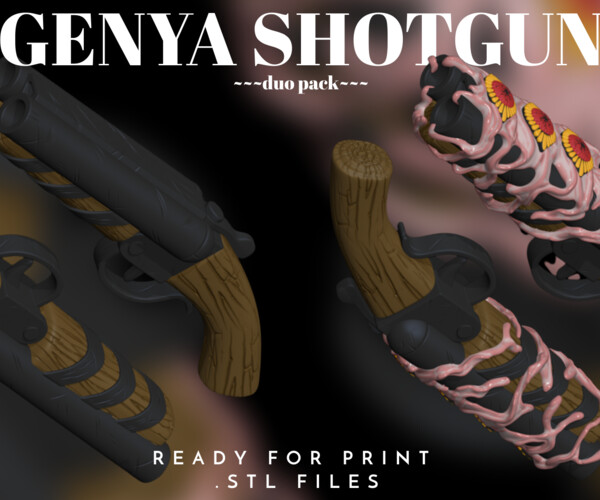 ArtStation Demon Slayer Genya short shotgun, both forms, infested and