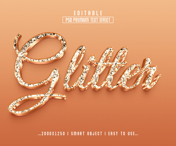 ArtStation - 3D Glitter PSD fully editable text effect. Layer style PSD ...