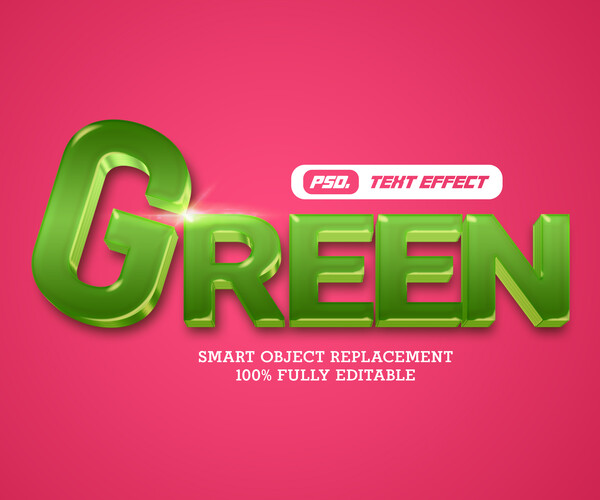 ArtStation - 3D Green PSD fully editable text effect. Layer style PSD