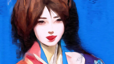 Japanese girl in traditional kimono