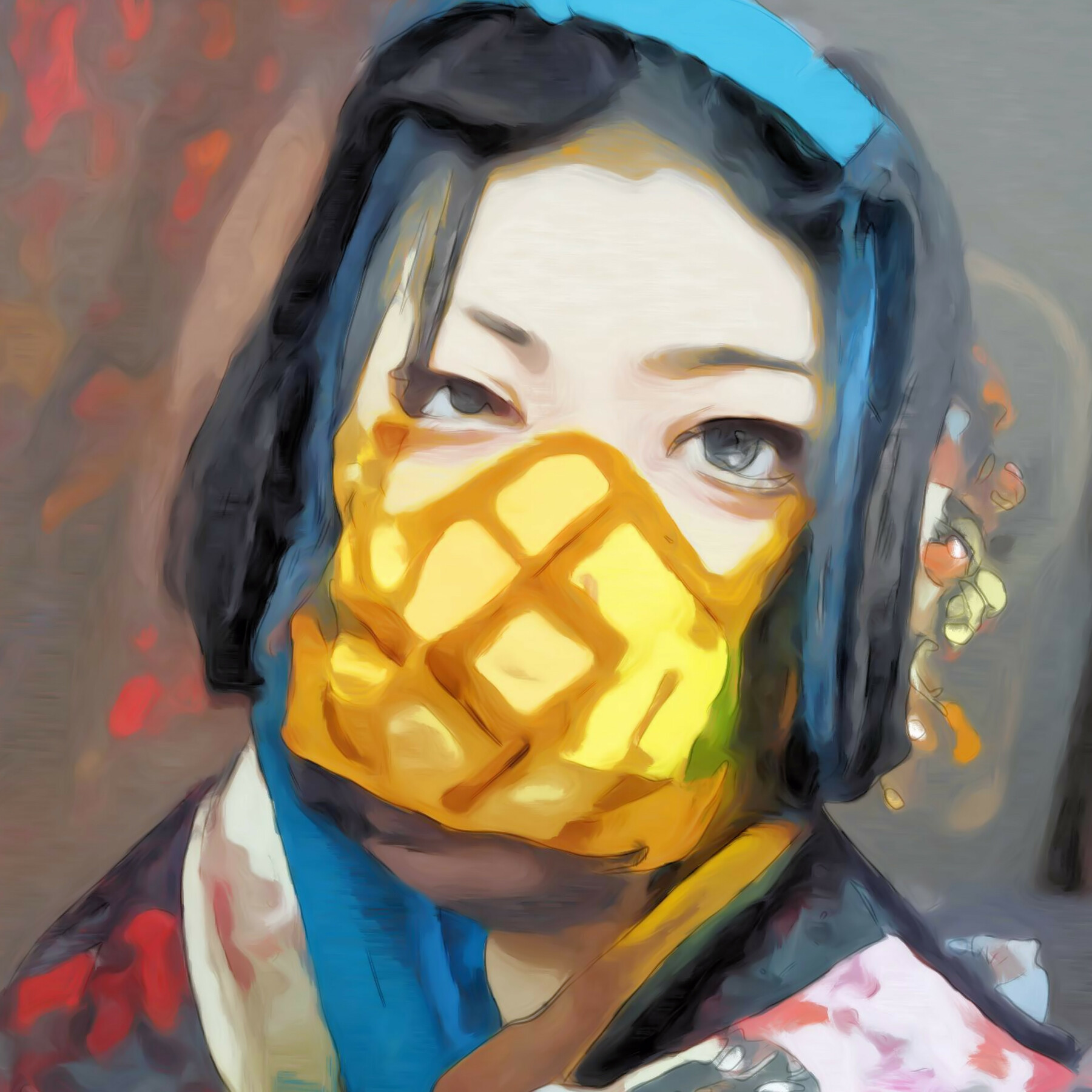 ArtStation Japanese lady wearing a face mask Artworks