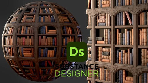 Stylized Bookshelf - Substance 3D Designer