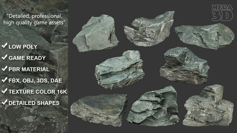 Gray Sharp Rock 220819 Photogrammetry - Ultra HD 16K Textures