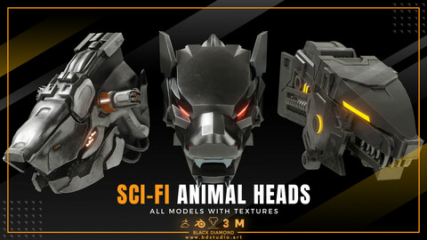 SCI-FI Animal Heads with Textures
