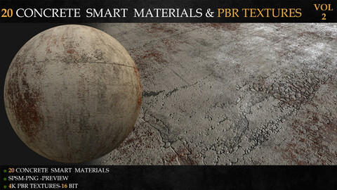 20 CONCRETE  SMART MATERIALS & PBR TEXTURES-VOL 2