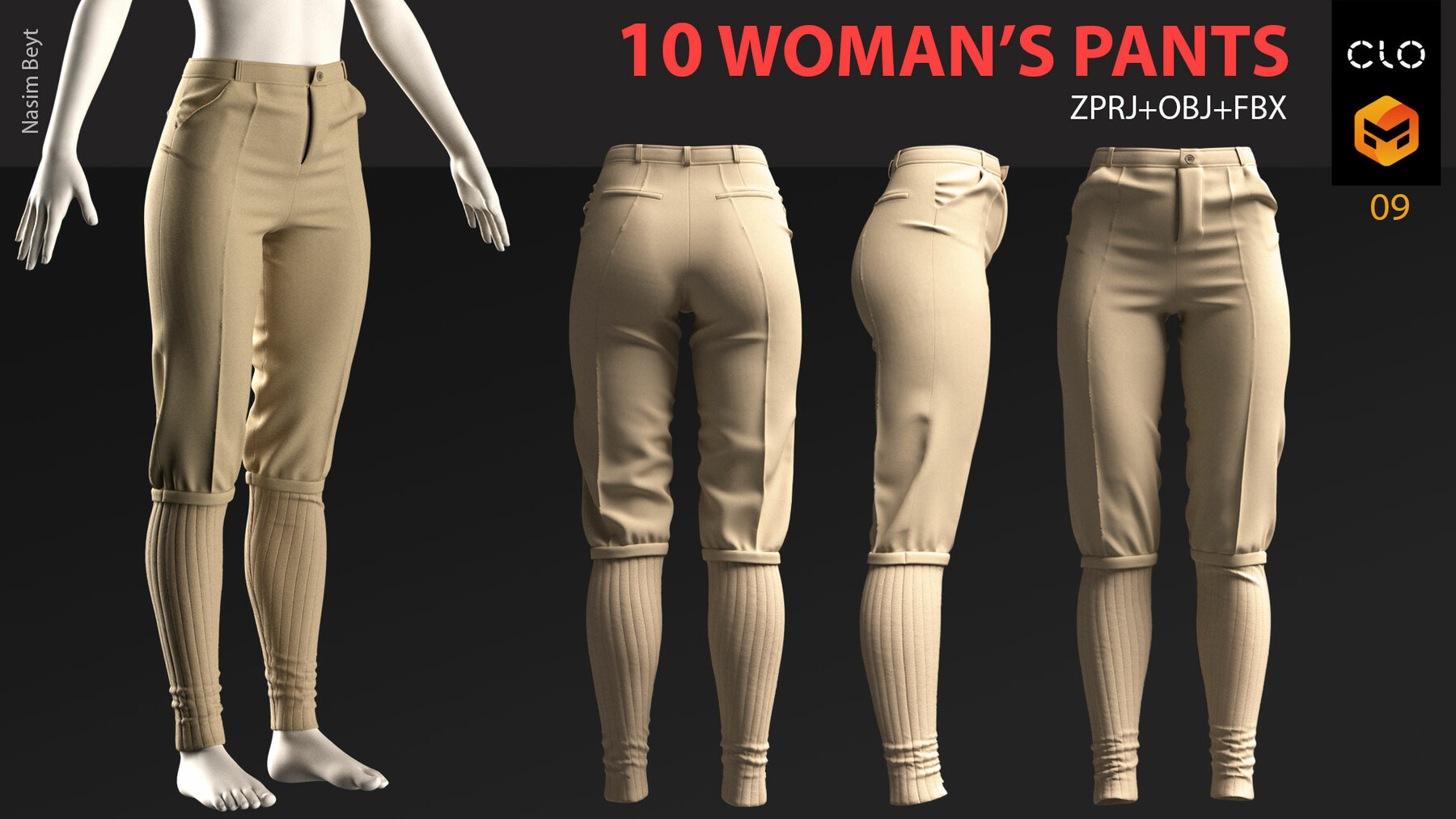 ArtStation - 10 WOMAN'S PANT PACK (VOL.01). Marvelous Designer/Clo3D ...