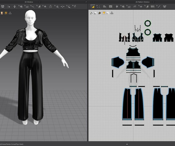 ArtStation - 3 Pieces Leather Dress #2 | Game Assets