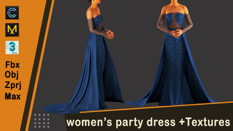 3D women's party dress + textures